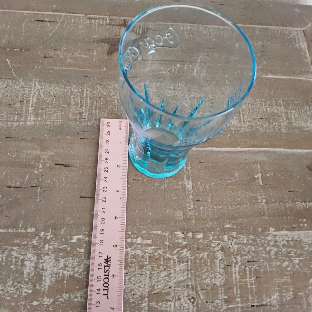 Vintage Coca-Cola Aqua Blue Glass Tumblers Set of 2 Coke Collectible - Picture 5 of 6